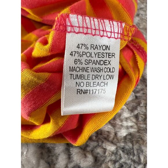 Fenn Wright Manson Plus Size 1X Striped Stretch Scoop Neck Top Orange Pink - Picture 6 of 7